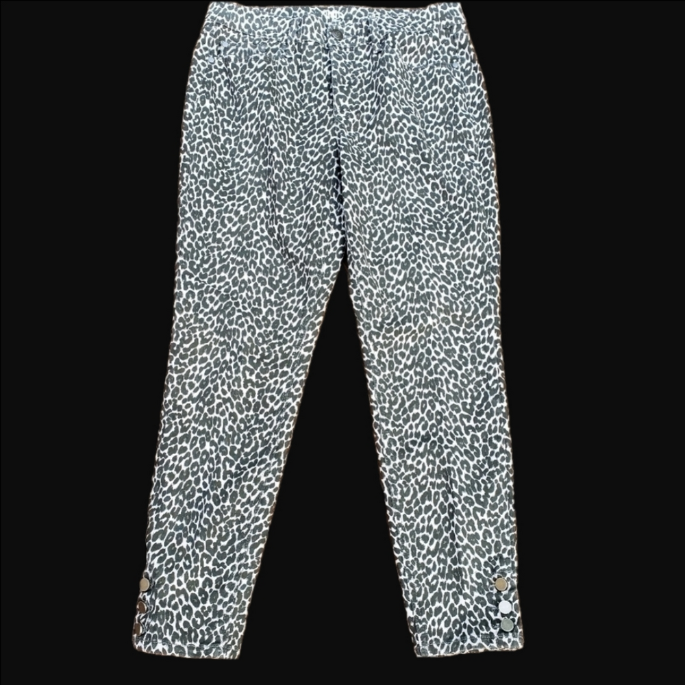 New Directions Skinny Ankle Pants Cheetah Print 8R NWOT Black & Tan